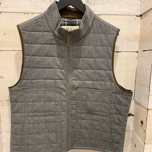 Orvis flannel lined wool quilted vest.